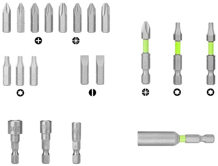 Набор бит (20 предметов) Greenworks